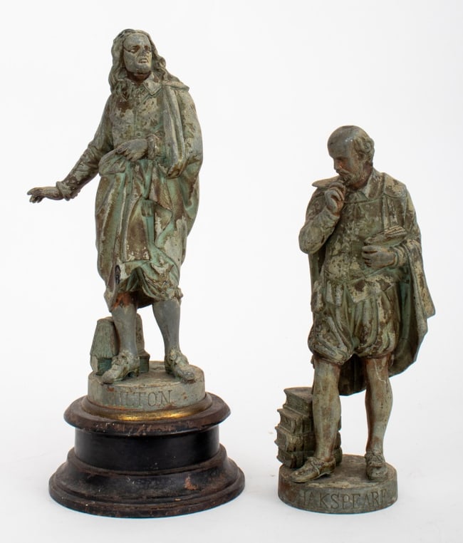 Shakespeare & Milton Spelter Sculptures, 2