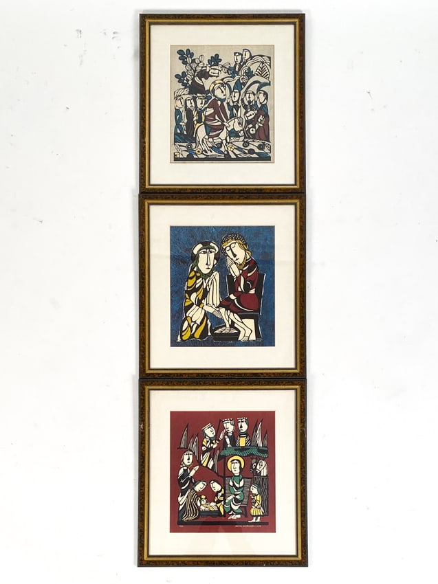 (3) colored prints by Sadao Wantanabe. One indistinctly signed and dated, one unsigned, other