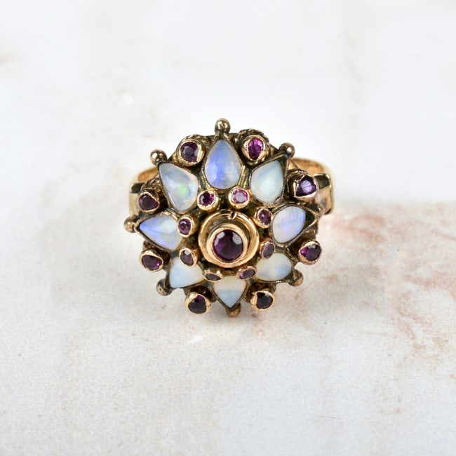 Opal, Amethyst and 14K Ring