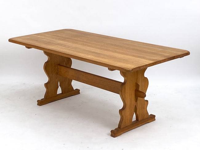 MID-CENTURY DANISH OAK TRESTLE DINING TABLE C.1970