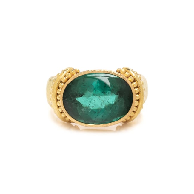 ELIZABETH LOCKE, YELLOW GOLD AND GREEN TOURMALINE RING