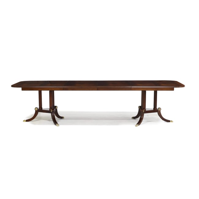 Henkel Harris, Inlaid Mahogany Double Pedestal Dining Table