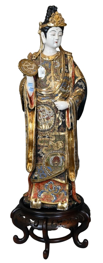 Large Japanese Satsuma Kannon Guanyin Figure