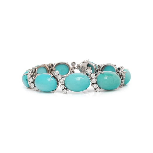 TREATED TURQUOISE AND DIAMOND BRACELET