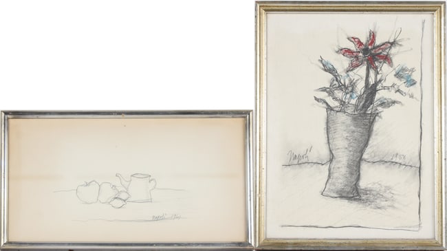 Giuseppe Napoli, Italian 1929-1965, Two Still Lifes, Mixed Media Drawings