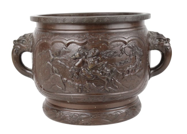 Chinese Bronze Censer with Relief Decoration