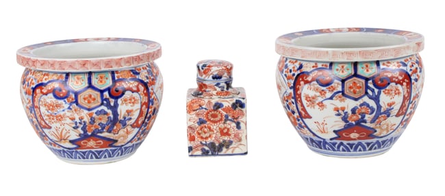 Pair of Chinese Imari Porcelain Planters