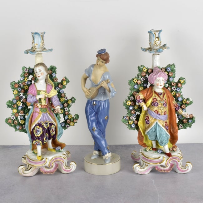 Chelsea Edwardian Figural Candlesticks