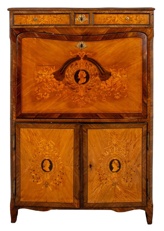 Louis XVI Marquetry Secretaire a Abattant, 18th C.