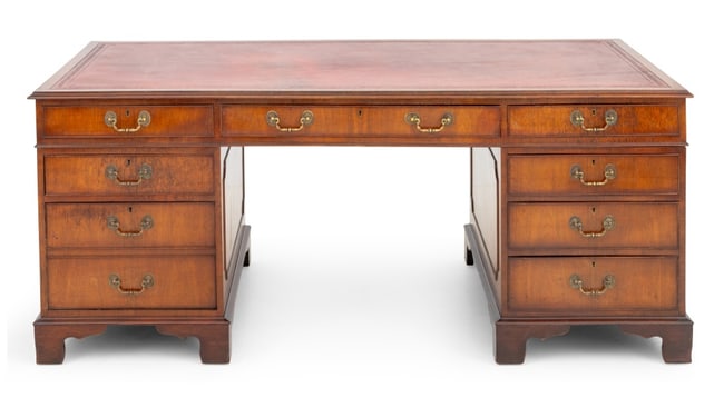 George II Style Leather Top Walnut Desk