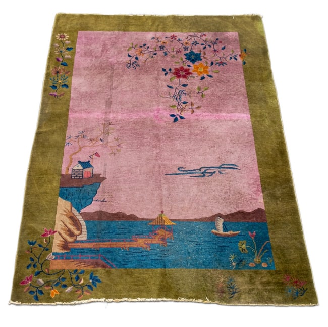 Nichols Chinese Art Deco Seascape Rug, 6' x 8' 6