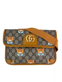 Gucci XKai GG Supreme Slim Vintage Sun Oil Bear Belt Sling Bag