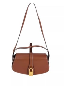 Celine Smooth Calfskin Tabou Clutch on Strap Tan Shoulder Bag