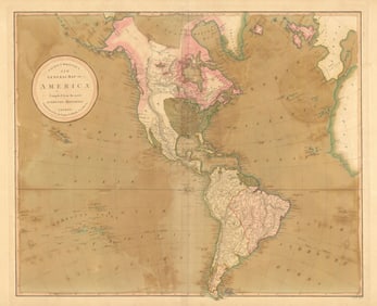 Laurie & Whittle's New General Map of America 1810 Old Antique Plan Chart