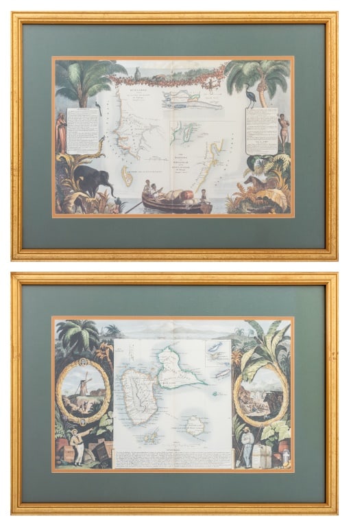 French Maps of Guadeloupe & Senegal Prints, 2