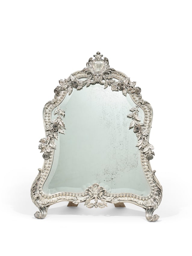 GRAND MIROIR DE TOILETTE EN ARGENT DE STYLE LOUIS XV