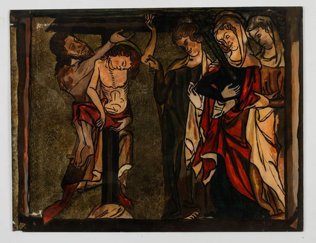 Antique Continental Reverse Glass Painting