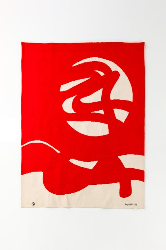 James Pichette (1920-1996) Rouge noué Tapestry Wool Woven signature in the bottom right of the