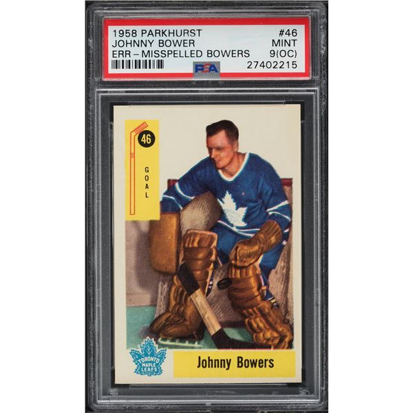 1958-59 Parkhurst #46 Johnny Bower (PSA 9 oc)