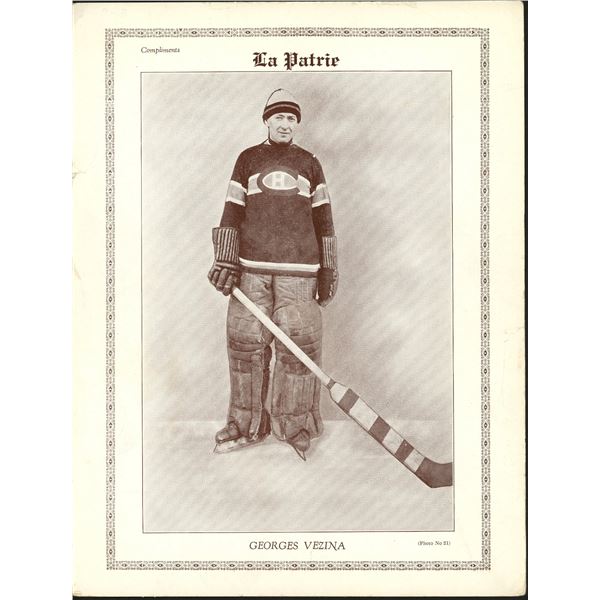 1927-28 La Patrie #21 Georges Vezina (FR-GD)