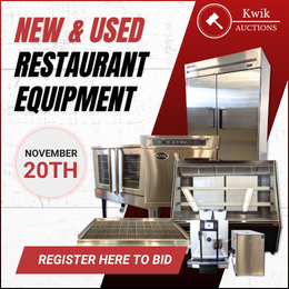 Nov 20 @ 2pm - New & Used Restaurant Equipment