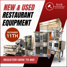 Dec 11 @ 2pm - New & Used Restaurant Equipment