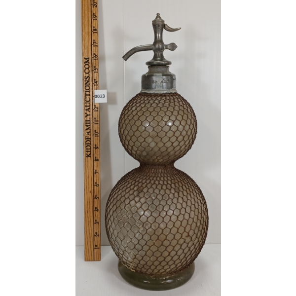 VERITABLE SELTZAGEN D FEVRE - BLOWN GLASS DOUBLE GOURD - PARIS SELTZER BOTTLE