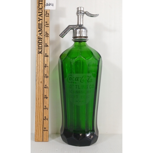 COCA-COLA BOTTLING CO - EMERALD GREEN TAHITI / PORTELLO ACID-ETCHED - 26OZ SELTZER BOTTLE