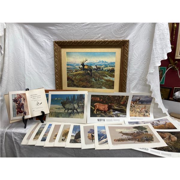 REMINGTON[x=#8217/]S PORTFOLIO OF BIG GAME OF NORTH AMERICA AND FRAMED PRINT OF 