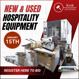 Jan 15 @ 2pm, 7-11, New & Used Hospitality Equipment