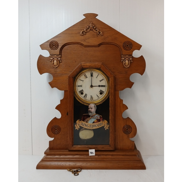 1906 ARTHUR PEQUEGNAT KING EDWARD OAK 8 DAY CLOCK