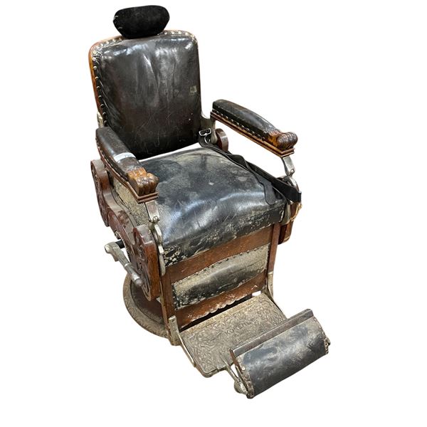 Early Koken Oak Barber Shop Chair