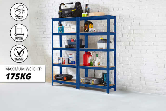 5 Tier Heavy Duty Shelving Unit - 3 Colours