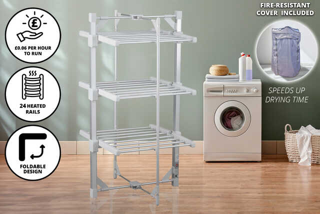 3-Tiered Heated Airer With Cover!