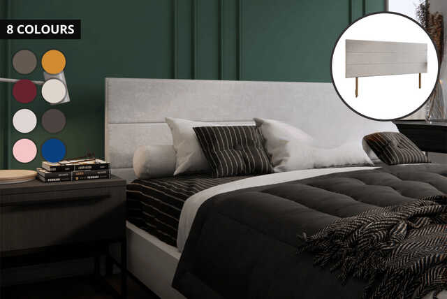 Plush Extra-Padded 3-Line Horizontal Headboard - 6 Sizes & 8 Colours!