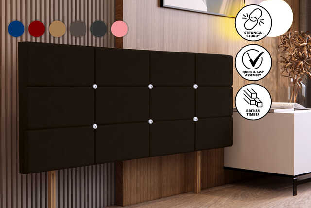 Plush Velvet Diamond Buttons Headboard - 6 Sizes, 8 Colours!