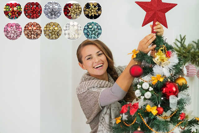 101 Pieces Christmas Balls & Star Ornament Set - 10 Colours!