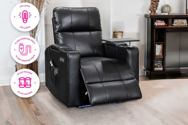 Electric Leather Recliner with Massage & Heat Functions