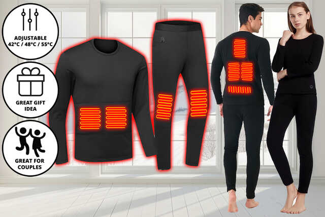 Mens or Womens Heated Thermal Long John Set - 6 Sizes!