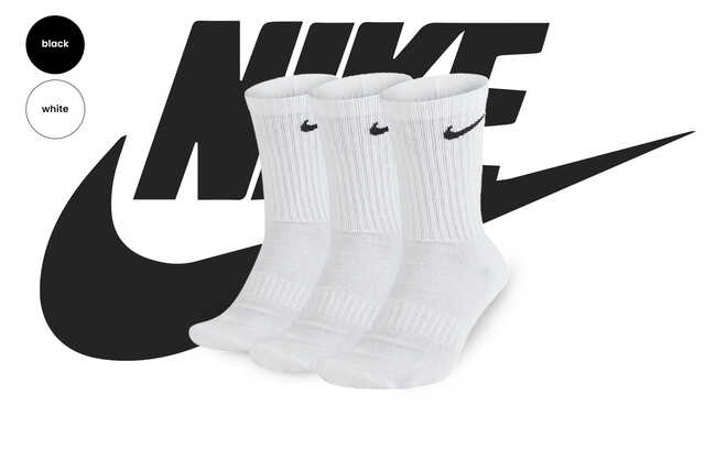 BLACK FRIDAY PRICE DROP! Pack of 3 Nike Lightweight Crew Socks - Black or White