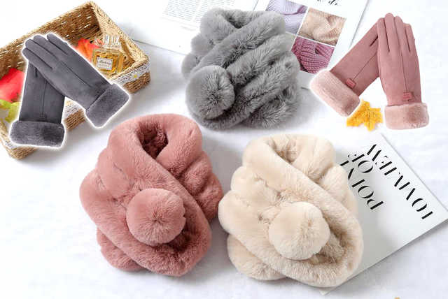 Fluffy Scarf and Gloves in 3 Options and Multiple Colours!