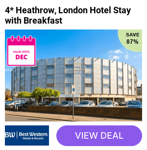 A 4* Best Western London Heathrow Ariel Hotel stay for two people with breakfast and 8 or 15 nights' parking – save up to 87%