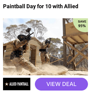 Paintballing day for up to 10 people with 50 paintballs each at Allied Paintball - Get the gang together, choose from 16 locations and get blasting while enjoying an action-packed day
