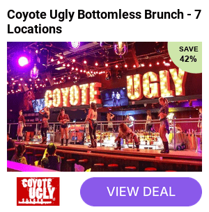‘Bottomless’ Coyote Ugly themed brunch experience for two with prosecco and pizza at one of eight Coyote Ugly Saloon locations - Tuck in and save up to 35%