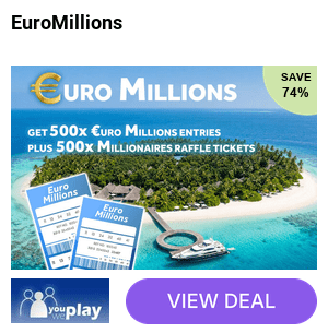 500 EuroMillions Lines and 500 Millionaires Raffle Tickets with You Play We Play - 