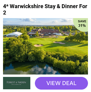 A Meriden, Warwickshire hotel stay for two people with three-course dinner, breakfast, and late checkout at Forest of Arden Hotel & Country Club - Enjoy a relaxing getaway with leisure access and a family room upgrade!