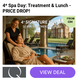 Signature Spa Day at a choice of 17 luxury QHotels Collections Spas, including a 50-minute treatment, a light lunch, spa access, robes and towels for one or two people - melt into some serious me-time or enjoy with someone special!