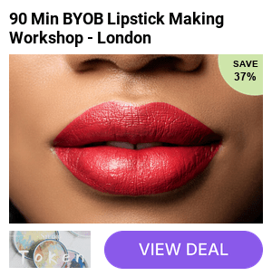 Save 41% at Token Studio – Blend, mix, and take home a bespoke vegan lipstick in this unique 90-minute experience. Get your own drinks to make it even more fun
