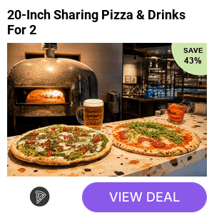 Save 43% on a huge 20-inch pizza and drinks for two at Homeslice Neal's Yard, Covent Garden.