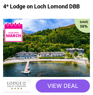 A 4* Loch Lomond getaway for 2 at The Lodge with breakfast, panoramic views, and the optional upgrades for a gourmet dinner and bigger rooms. Family, pet-friendly, and wheelchair accessible - Stay overnight & save up to 50%